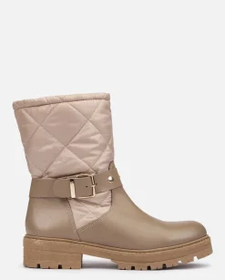 Botte à Cheville Plate BERNA-003 Beige