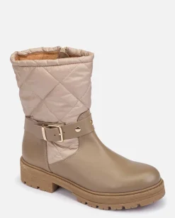 Botte à Cheville Plate BERNA-003 Beige
