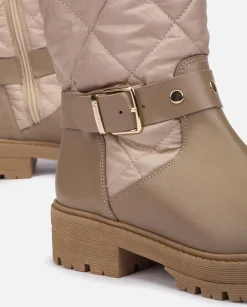 Botte à Cheville Plate BERNA-003 Beige
