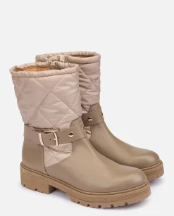 Botte à Cheville Plate BERNA-003 Beige