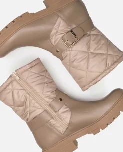 Botte à Cheville Plate BERNA-003 Beige