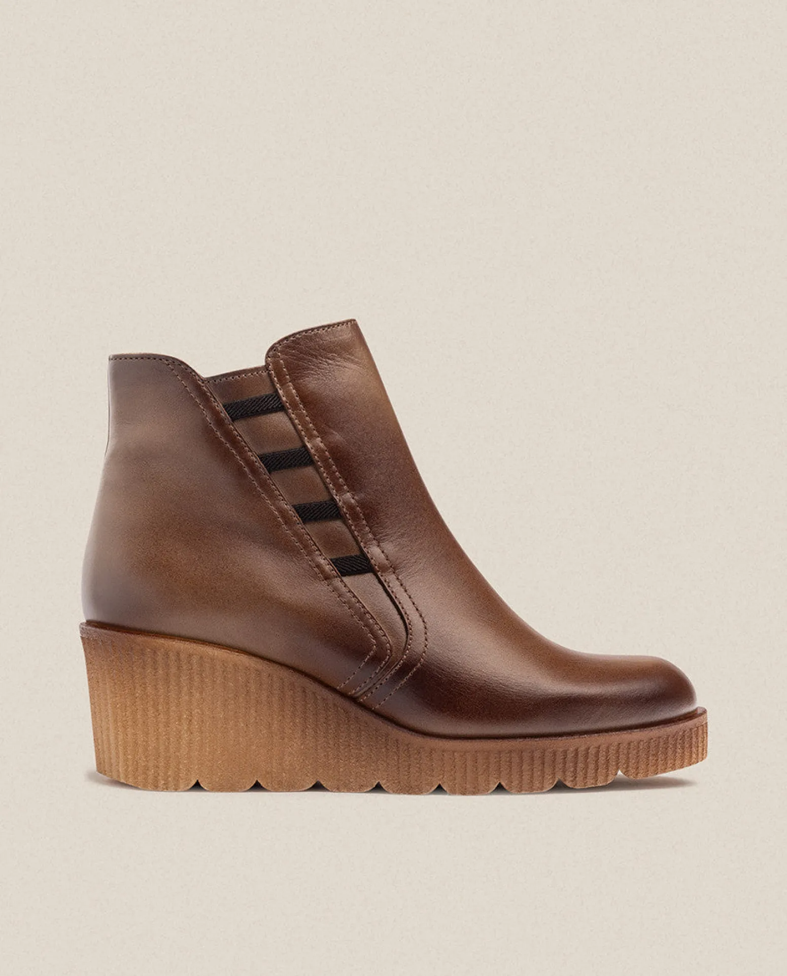 Bottine à Talon Compensée MADONA-006 Marron
