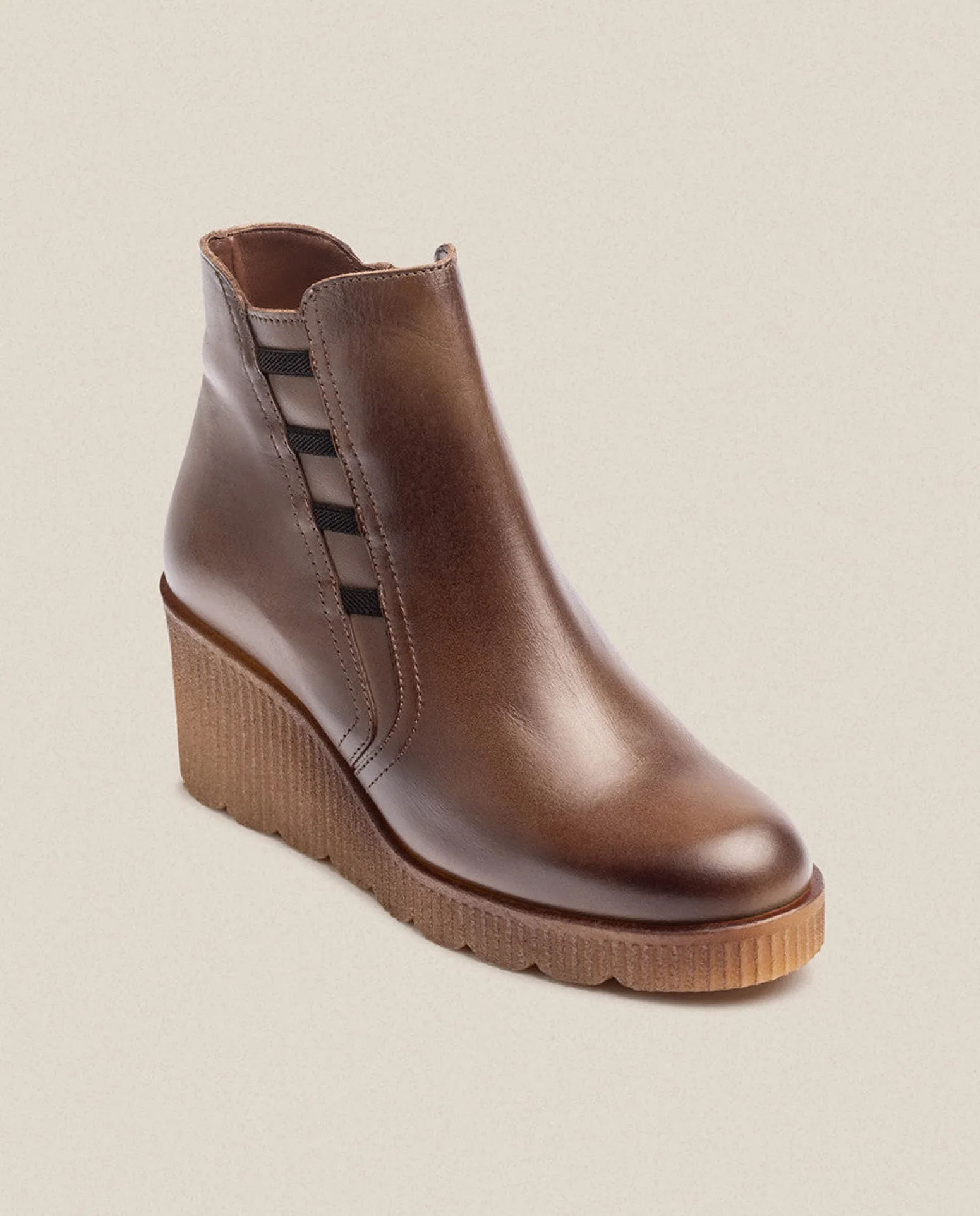 Bottine à Talon Compensée MADONA-006 Marron